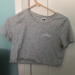 grey crop top victoria secret pink